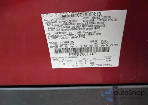 2013 Ford Taurus Limited from USA, damaged, VIN 1FAHP2F89DG117473